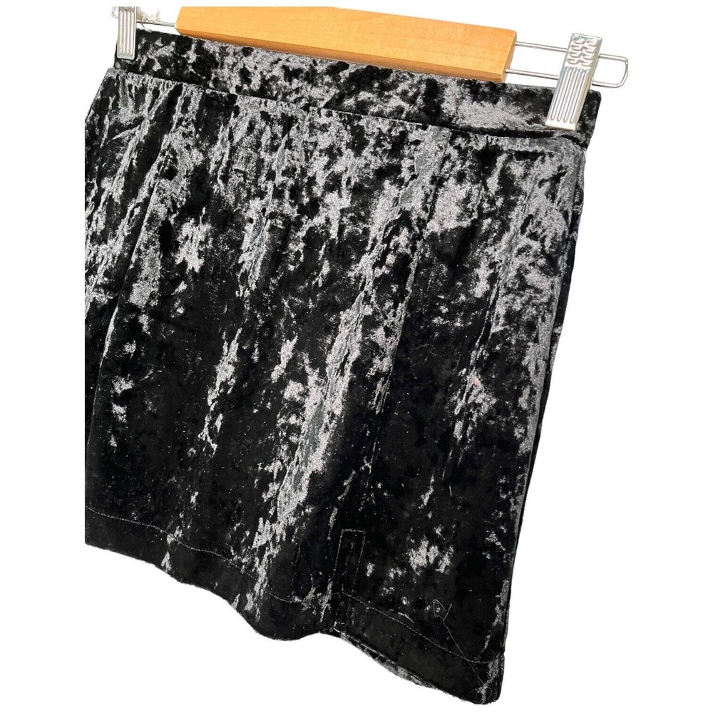 New Nordstrom Abound Crushed Velvet Velour Mini Retro 90s Y2K Skirt Black S - Picture 2 of 11